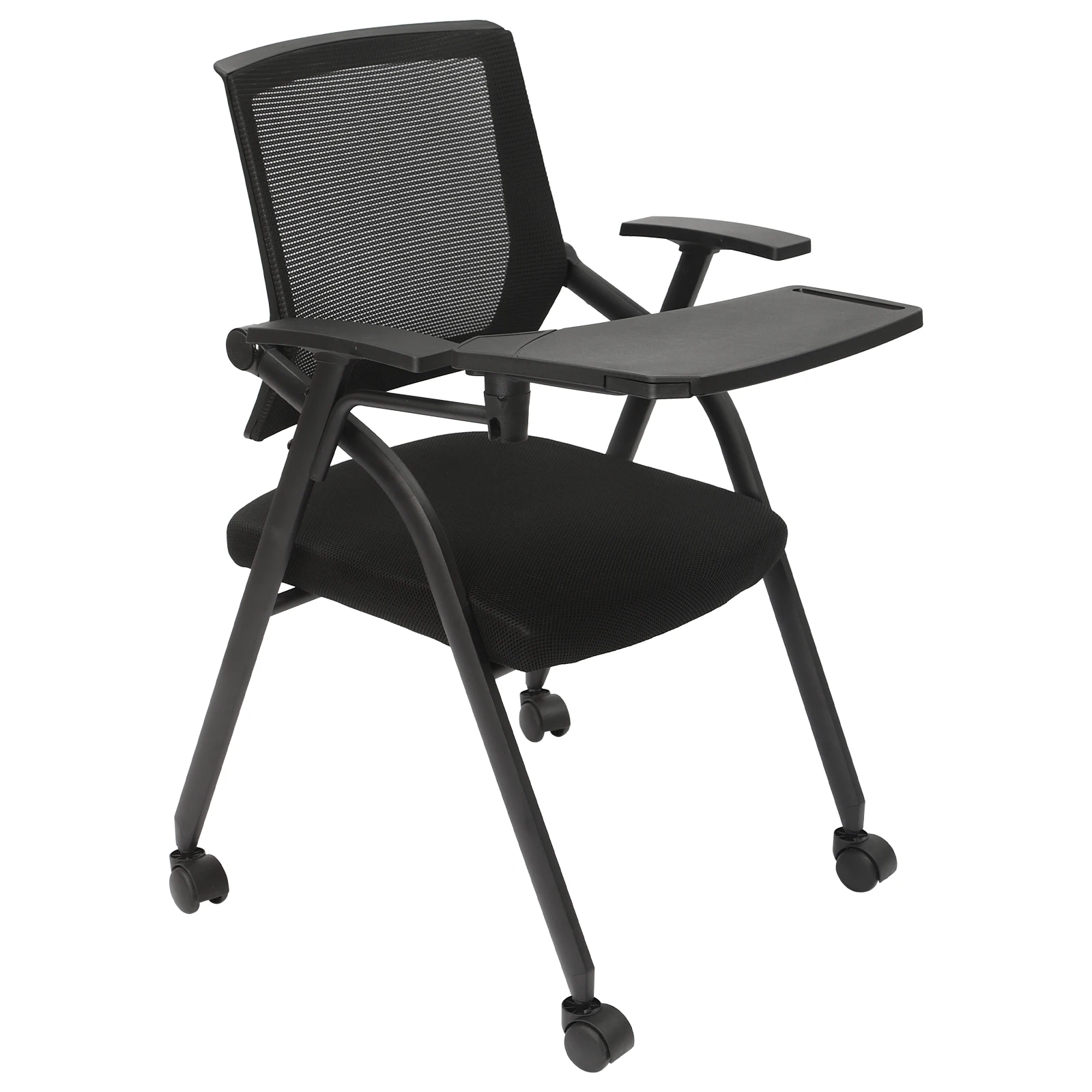 Tablet Arm Chair com Rodízio Rodas, Mesh Guest Nesting Empilhamento, escritório, escola, sala de aula, 2 pcs