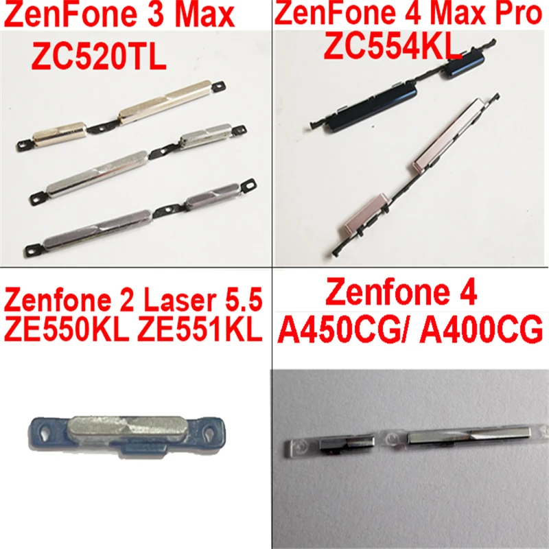 Pulsanti del volume di accensione per Asus Zenfone 4 2 Laser 5.5/3 Max/4 Max Pro/ 4 A400CG ON OFF Pulsanti laterali del volume di alimentazione