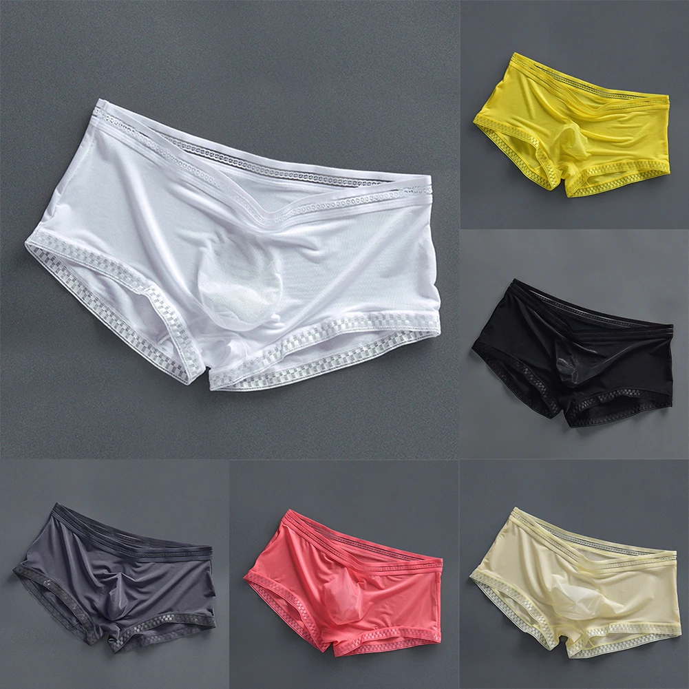 ملابس داخلية جيدة التهوية للرجال ملابس داخلية من الحرير الجليدي ملابس صالة ملابس نوم مقاس XL تصميم مريح بدون خياطة نمط مثير #5