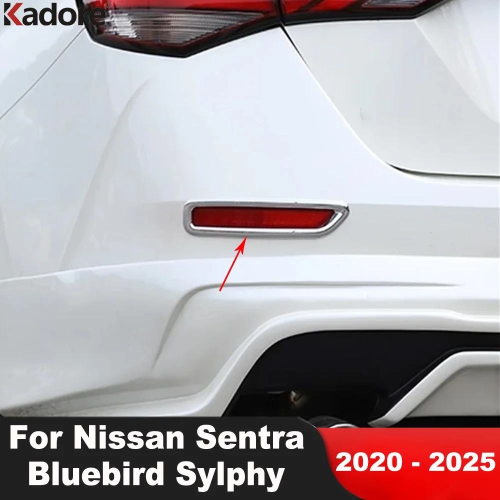 

Rear Fog Light Lamp Cover Trim For Nissan Sentra Bluebird Sylphy 2020-2023 2024 2025 Chrome Car Tail Foglight Frame Accessories