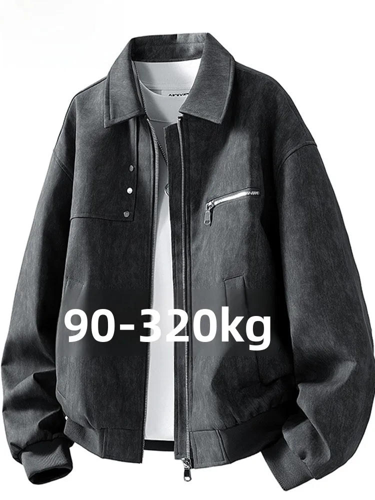 

MoChao Large Size Men's Biker Jaet Spring Autumn 2025 New Loose Faionable PU Leather Coat with Collar Casual Long Sve