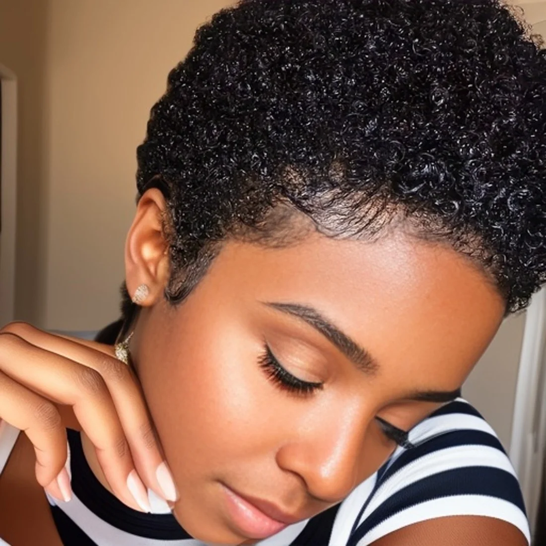 

Pixie Cut Afro Curly 100% Human Hair Wig Short Pixie Cut natural black color Machine Human Hair Kinky Curly Wigs for Women