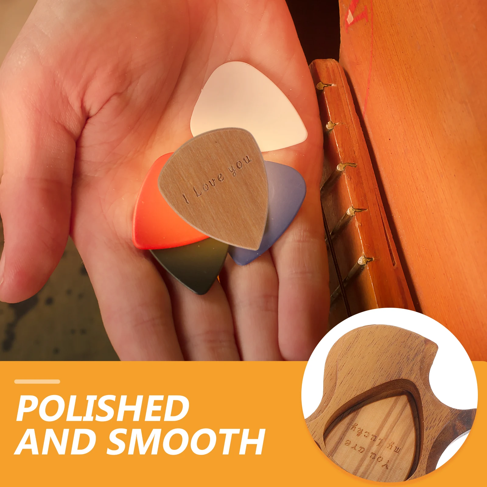 

1Set Guitar Picks Storage Box Wooden Holder Holds 3 Picks Portable Lightweight Organizer Ideal Gift Collection