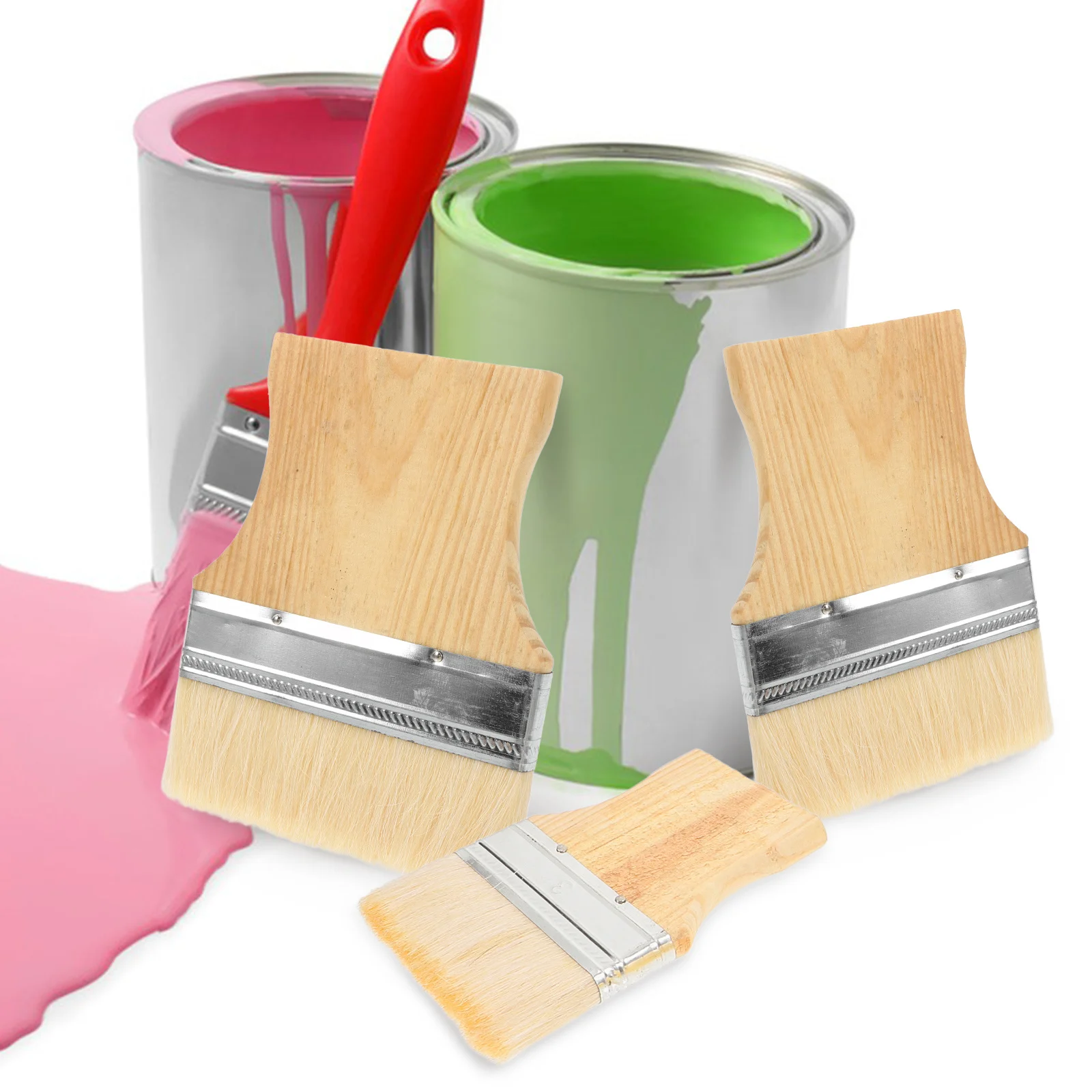 مجموعة فرش طلاء مجداف مسطحة مكونة من 3 قطع، قبضة مريحة، مادة قوية، زيت أكريليك، أثاث جداري، لوحة على سطح السفينة