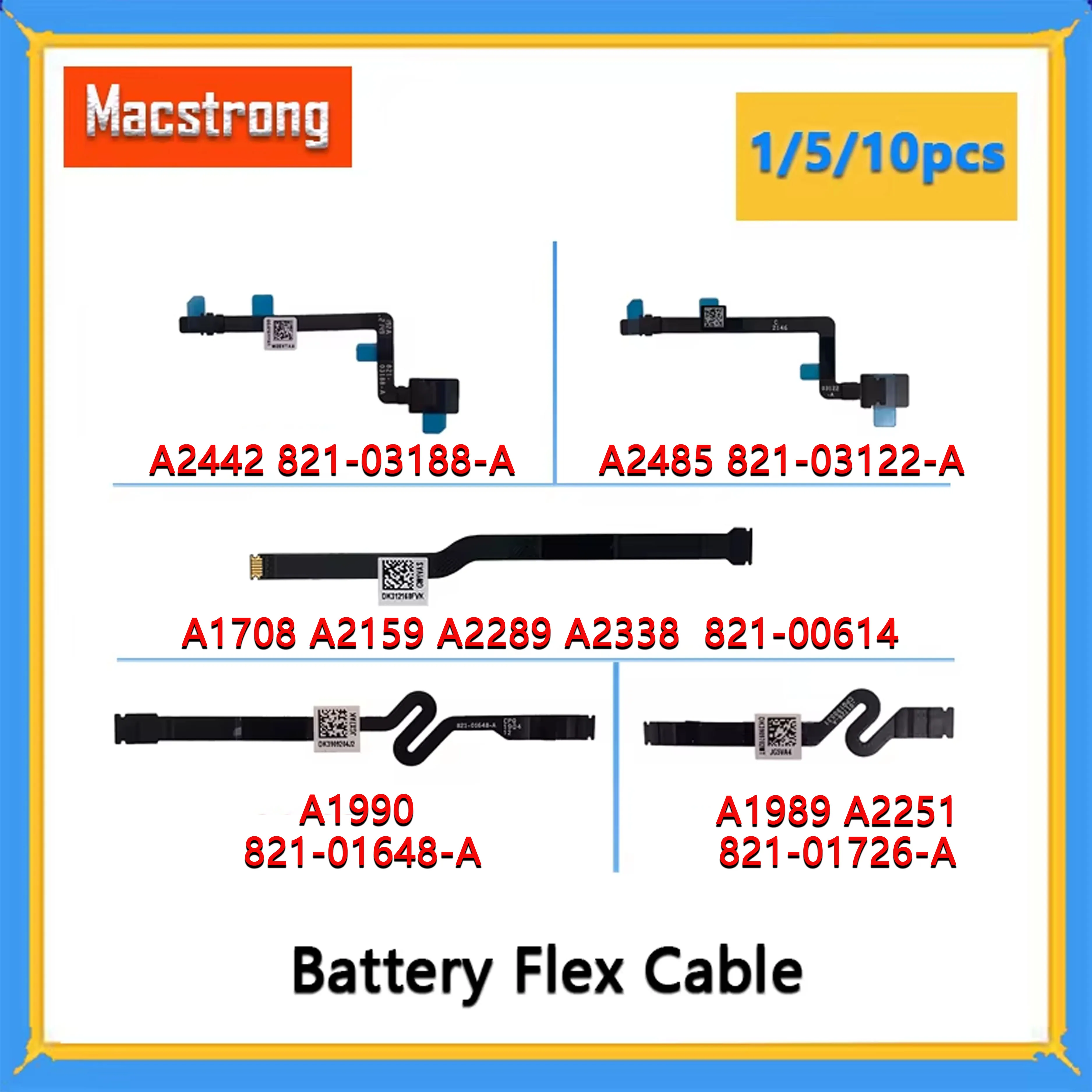 Câble flexible de batterie d'origine pour MacPlePro A1708, A2159, A2338, A1990, A2141, A2442, A2485, 821-006 occupants, A 821-03188-A, neuf