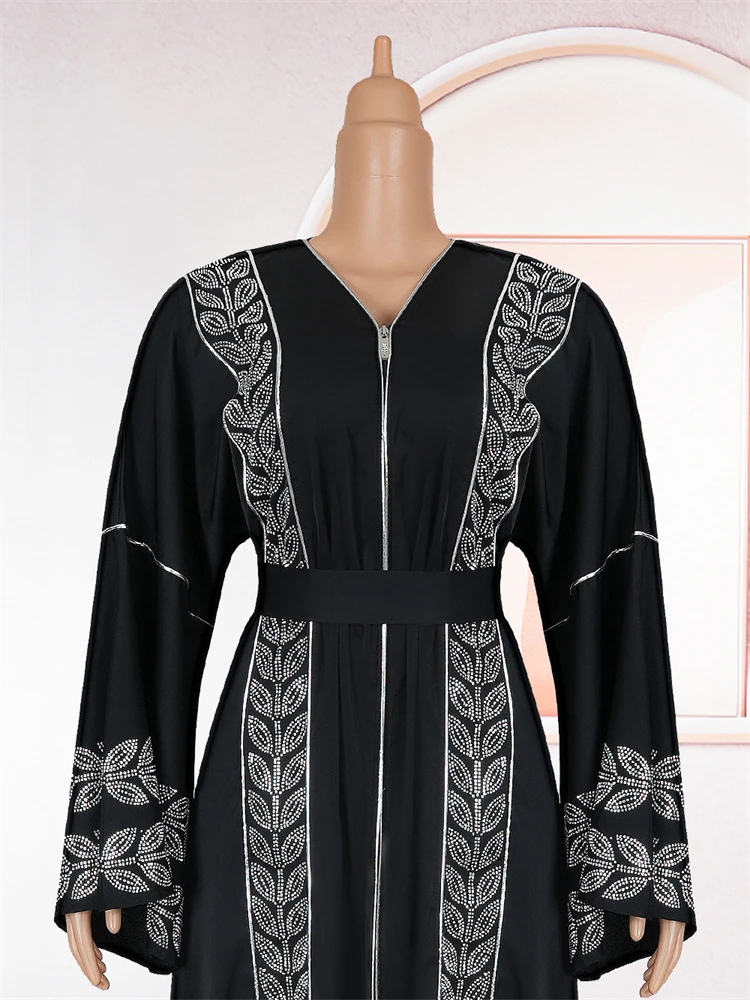 두바이 Hijab Abaya 여성용 럭셔리 웨딩 파티 이브닝 ​​가운 긴 소매 드레스 Caftan Marocain Femme 이슬람 블랙 Kaftan Boubou