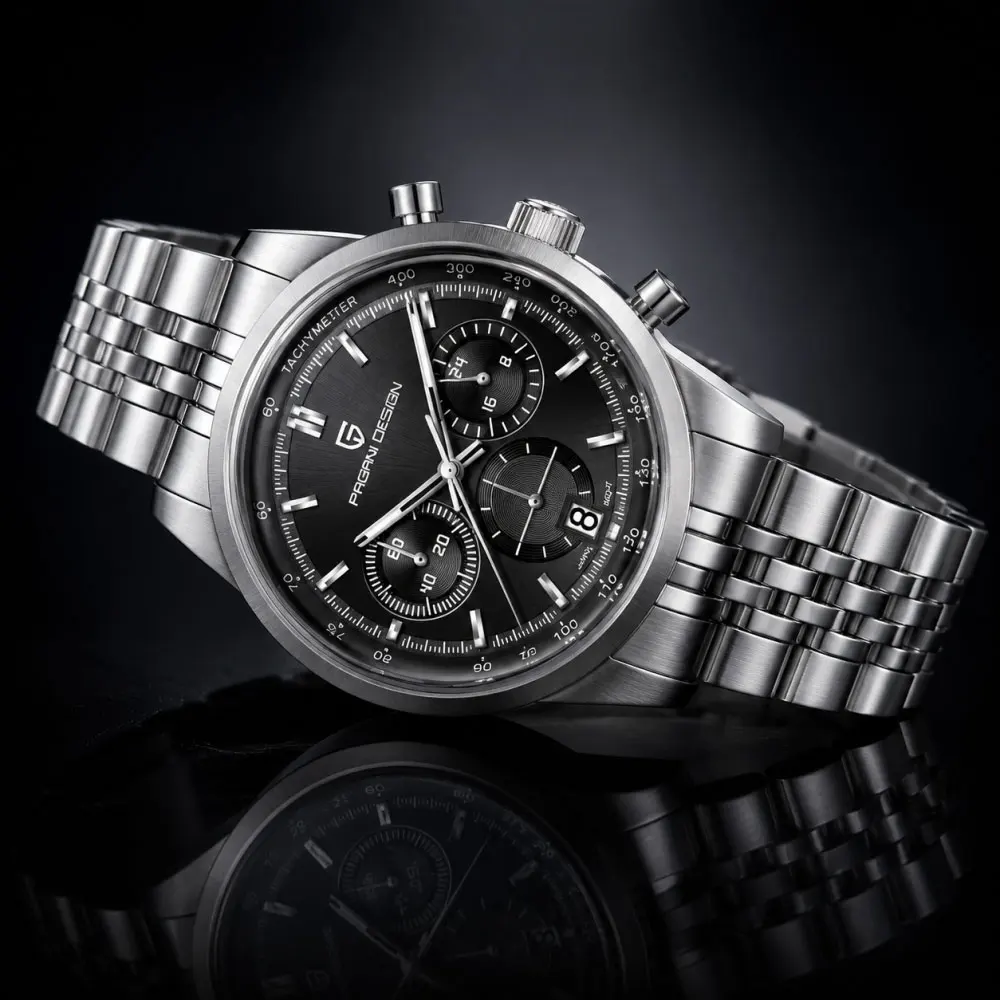 PAGANI DESIGN Men Quartz Watch VK63 Chronograph Stainless Steel Mens Wristwatch Top Brand Sapphire Glass Business Watch Man Gift view 2