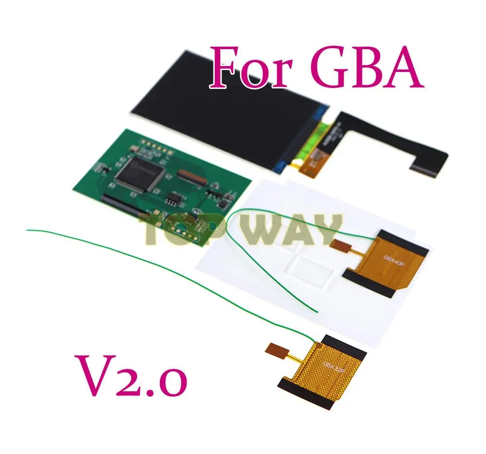 10sets LCD V2 Screen Replacement Kits for Nintend GBA backlight 10 Levels High Brightness IPS  For GBA Console