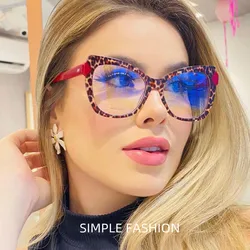 Fashion Brand Luxury Design Retro Oversize Leopard Lady Frame occhiali da lettura fotocromatici Anti luce blu ipermetropia da 0 a + 6
