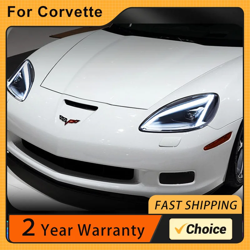 

Передняя фара для Chevrolet Corvette светодиодный, фара 2003-2015 ZR1, фары DRL, сигнал поворота, фара дальнего света, объектив проектора Angel Eye