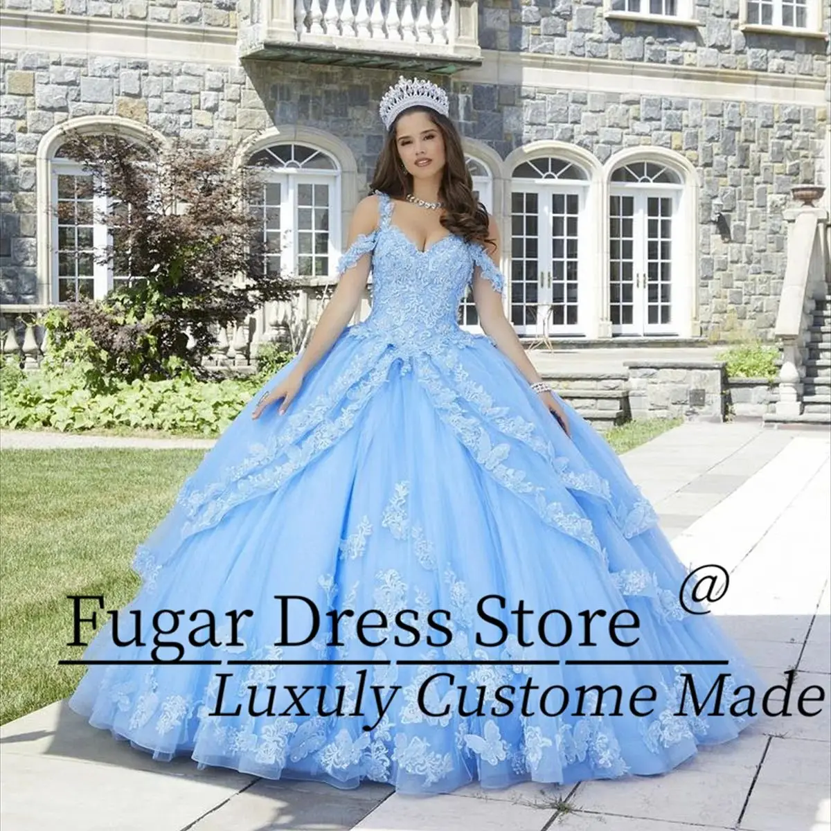 Elegant Purple Quinceanera Dresse Luxuly Crystal Bead Decoration Metal Embroidery 3D Butterfly Pattern Vestidos de novia