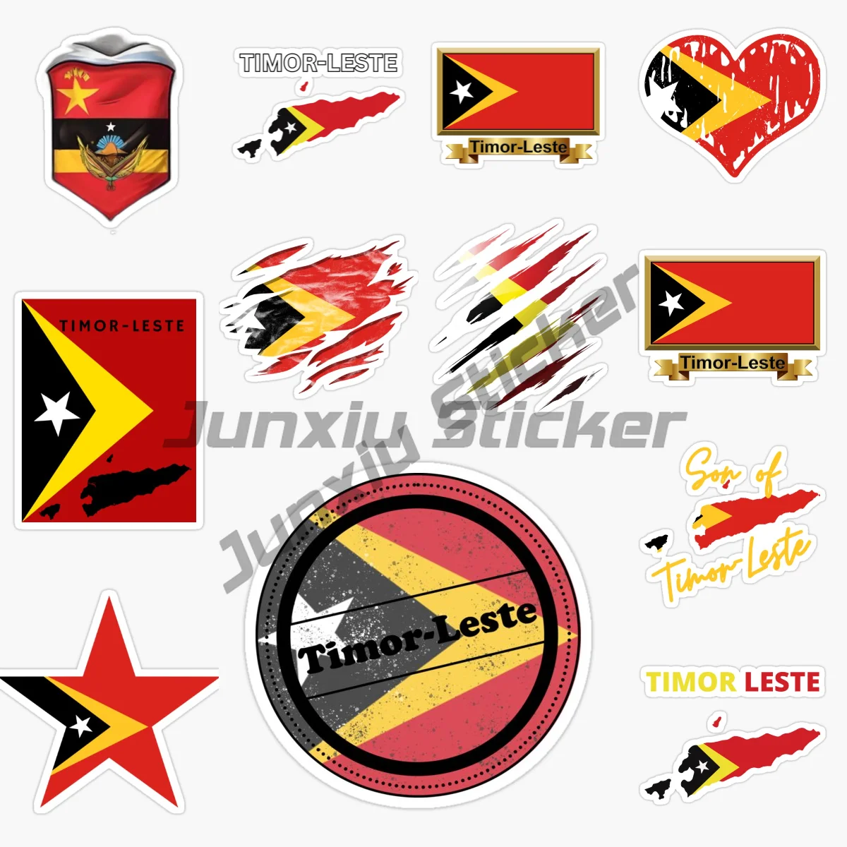 

TIMOR- LESTE Flag Map Emblem Tearing Stickers Motorcycle Car Bumper Laptop Wall Bicycle Truck Helmet Racing Off-road Decal