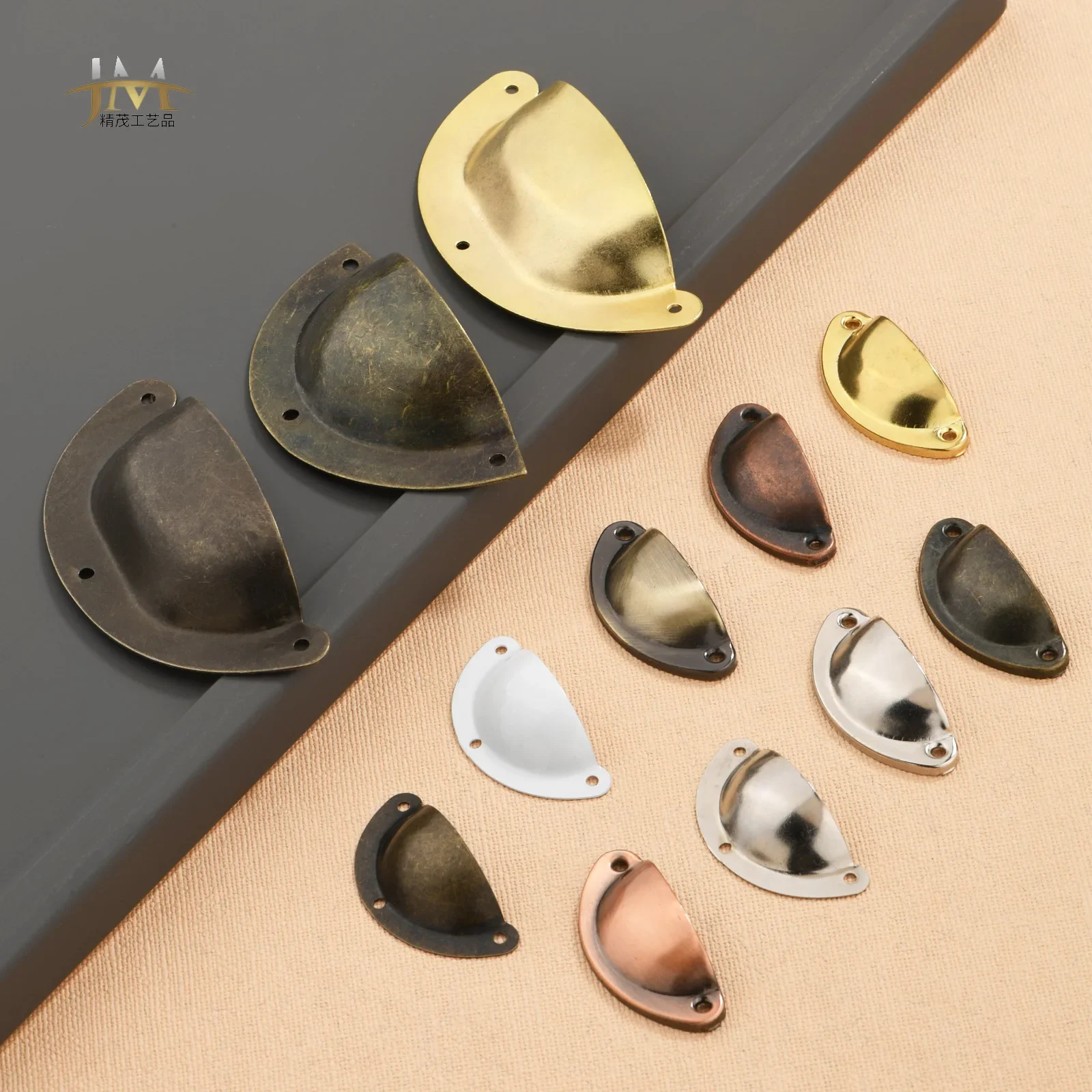 New Chinese home improvement iron material antique cabinet shell iron retro semicircular handle accessories