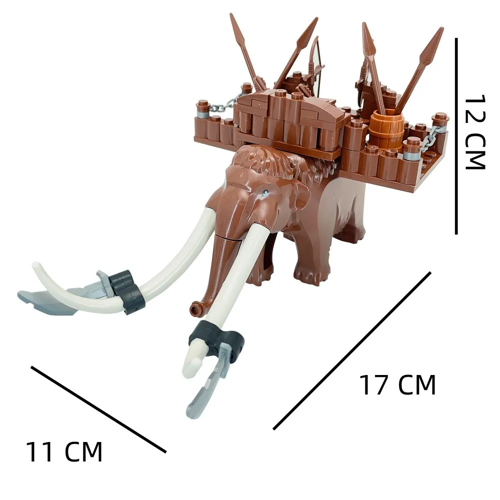 Modèles de blocs de construction MOC, chariots de mammouth médiévaux, armes de guerre d'animaux anciens, canons de machine de guerre DIY, jouets pour enfants