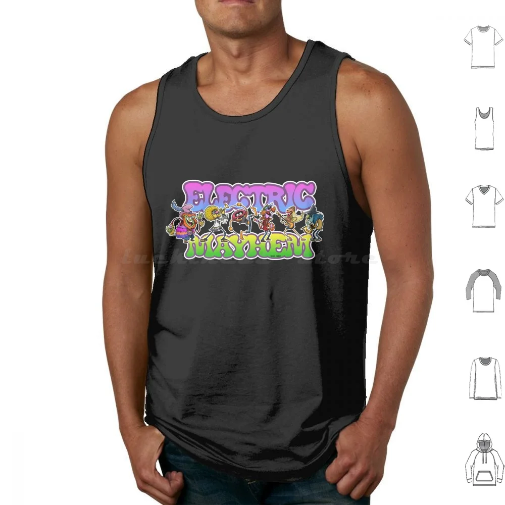 Groovy Mayhem Tank Tops Print Cotton Electric Mayhem Dr Teeth Animal Janice Zoot Lips