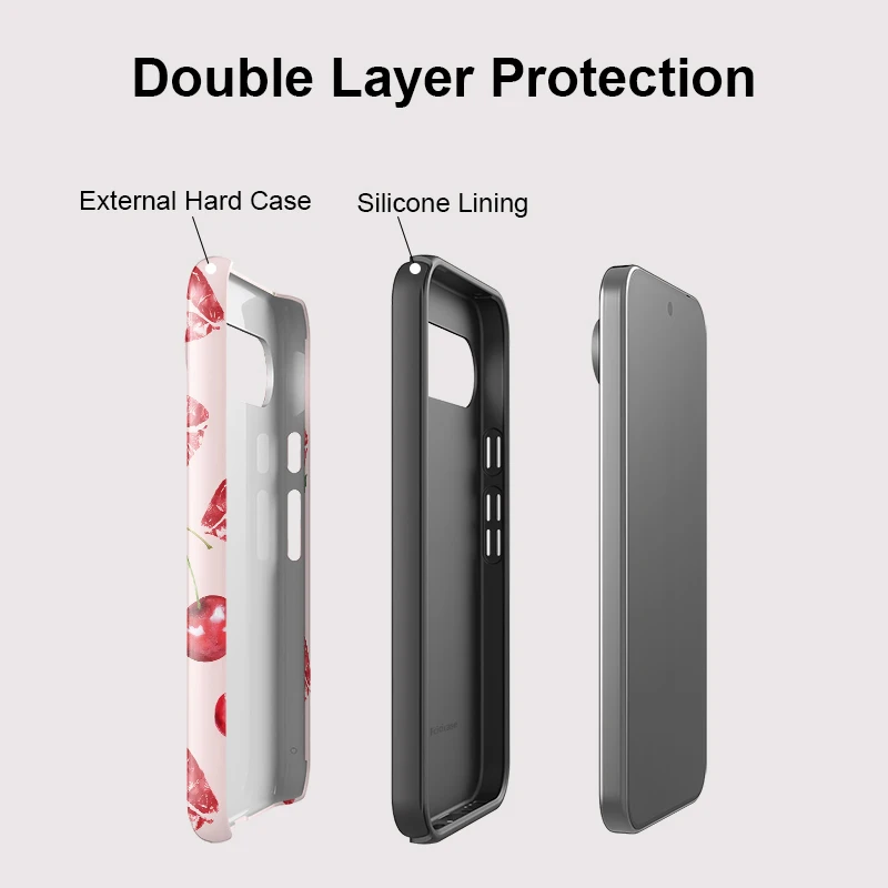 Fcicicase Anti-knock Phone Case For Google Pixel 9 8 10 Pro 7A 8A 10A 10 9 Pro XL Red Kiss Lips Cherry Pattern Shockproof Cover view 4
