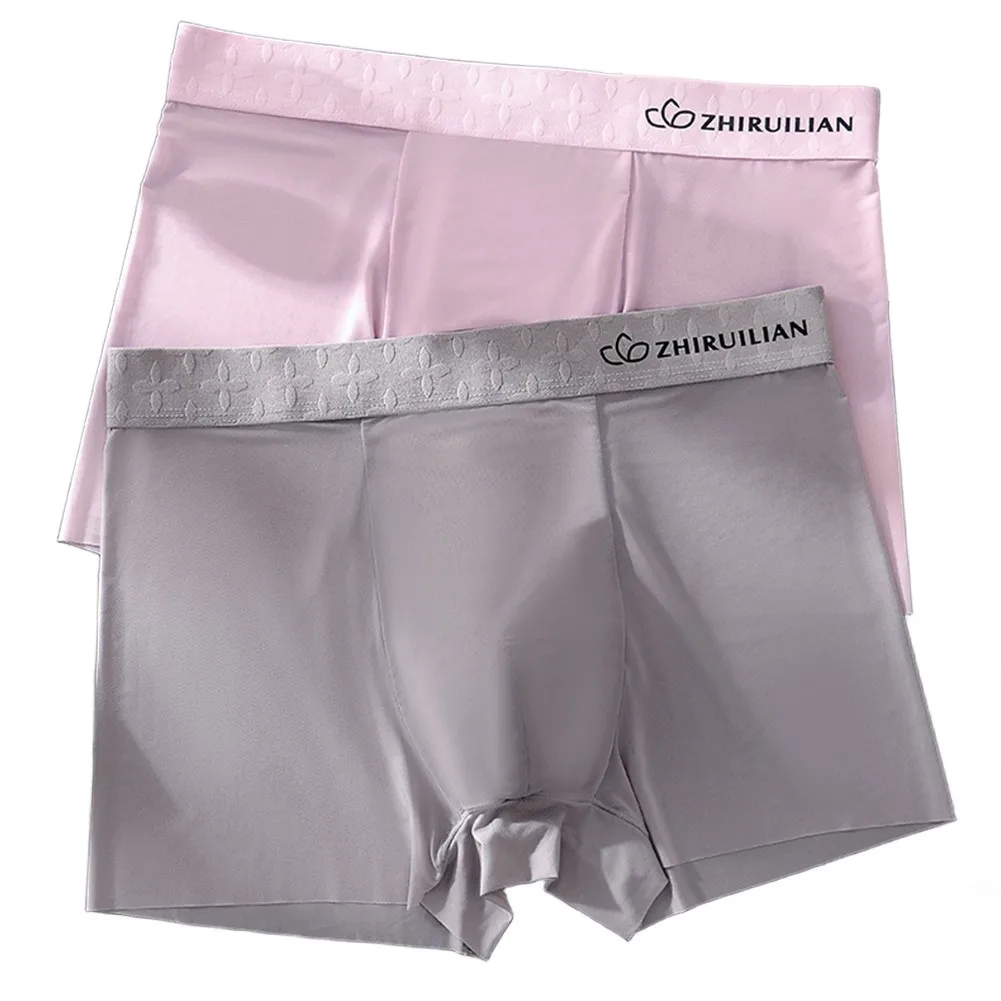 Men Translucent Seamless Ice Silk Boxer Shorts U-shaped Pouch Breathable Mesh Trunks Daily Underwear Comfortable Panties