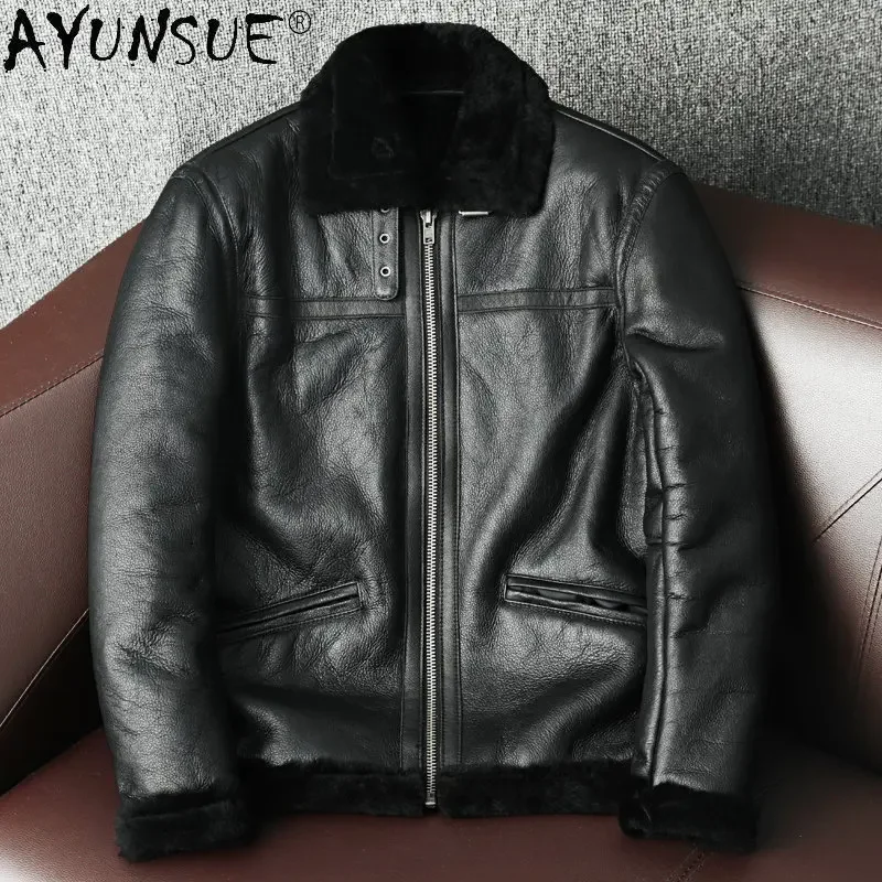 

AYUNSUE Natural Fur Coat Men Clothing Winter Jackets for Men Genuine Sheepskin Jacket Thickened Fur Coats Chaqueta Cuero SGG699