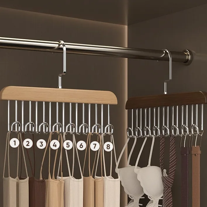 

New 5pcs Multifunctional Solid Wood Hanger Hook Women Storage Bra Hanger Home Belt Hanger Durable Rack Closet Clothes Organizer