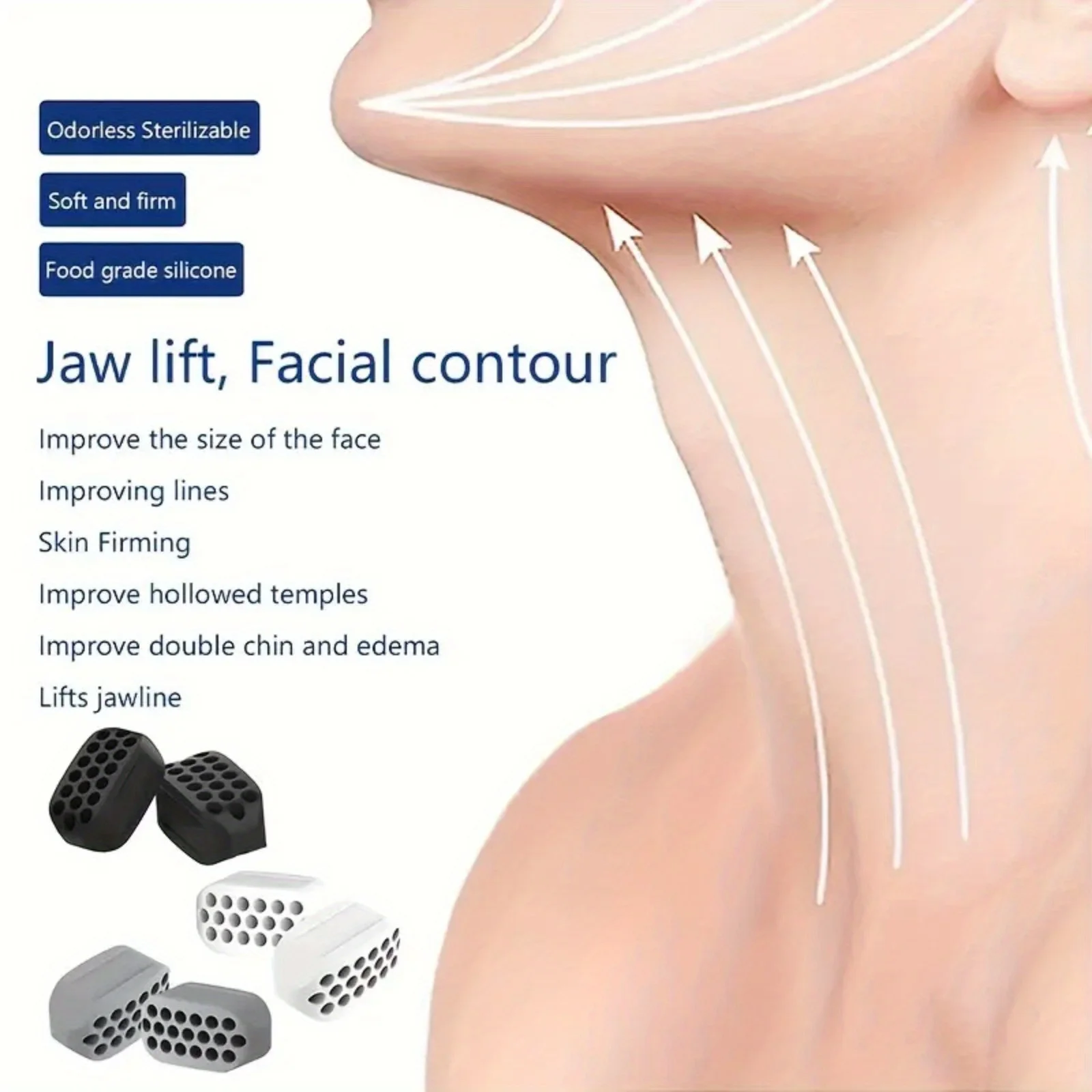 Silicone Jaw Facial Muscle Trainer, V Face Exerciser, Fortalecimento dos músculos Masseter e Shaping, Jawline