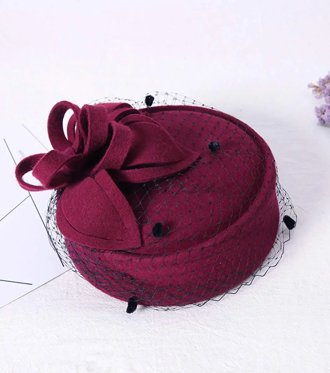 2023 Australian Wool Felt Beret Hat Women British French Fascinator Lady Artist Fedora Cap Boina Feminino Hats Girl Pillbox Hat