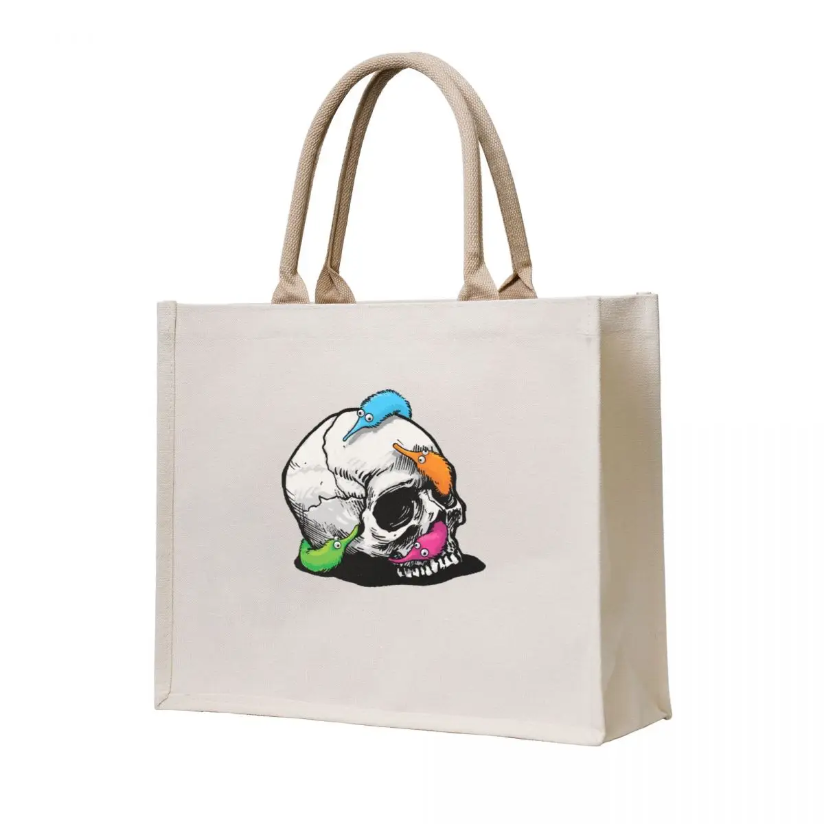 

Worms on a String on a Skull Tote Bag Canvas stote bag Beach bag Big
