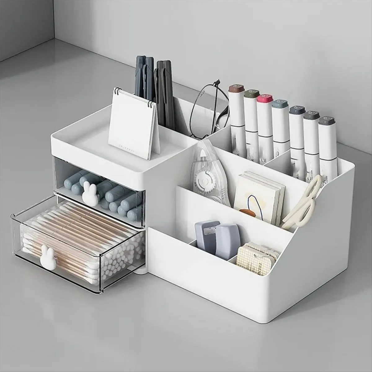 New Arrival Large Capacity Desk Organizer - Desktop Storage Box with Drawer, Pen Holder, and Divided Compartments