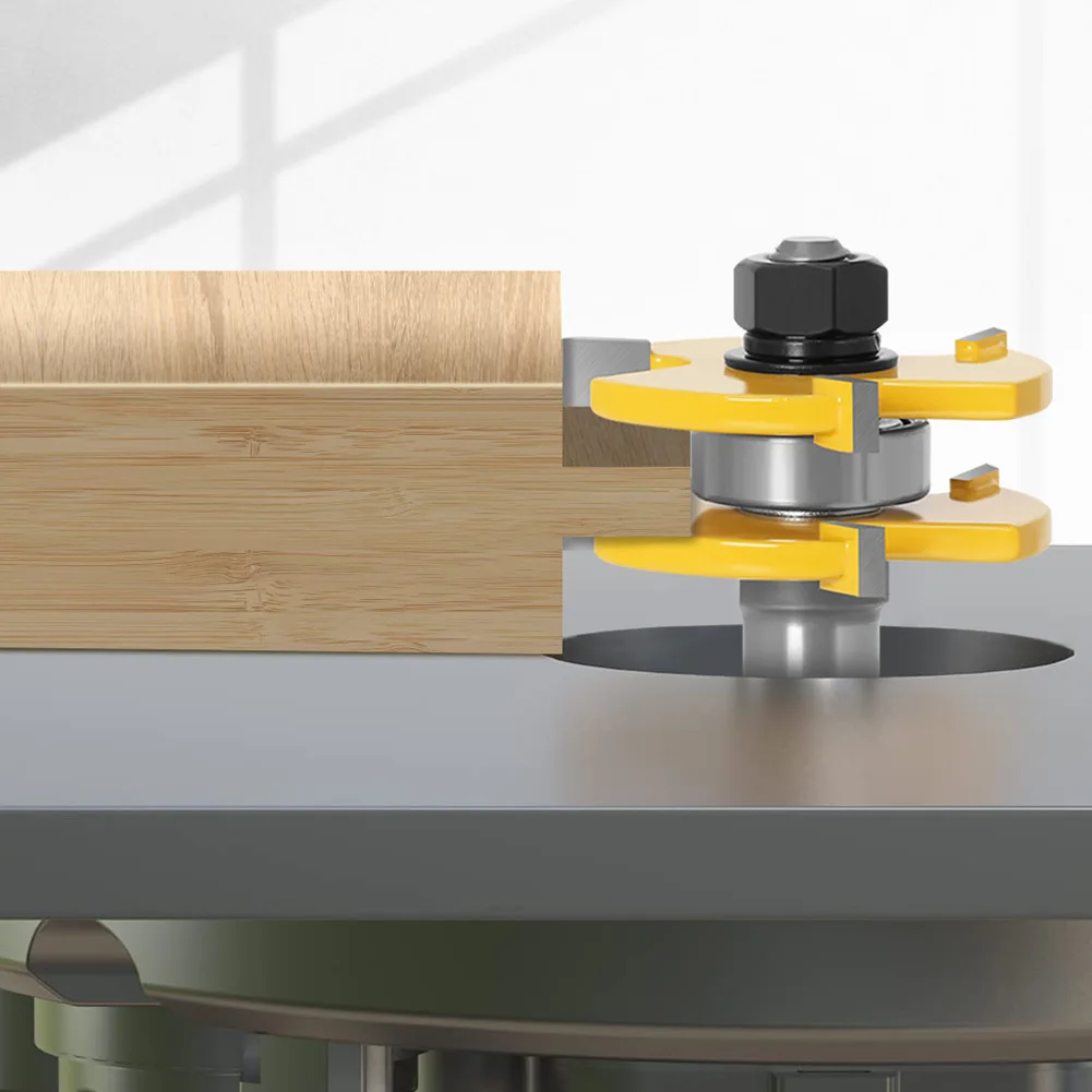 

2PCS 1-7/8" T&G ASSEMBLY 3 Teeth Tenon Square Tooth Floor Splicing Cutter Router Bits for Wood Milling Cutter Woodworking Tools