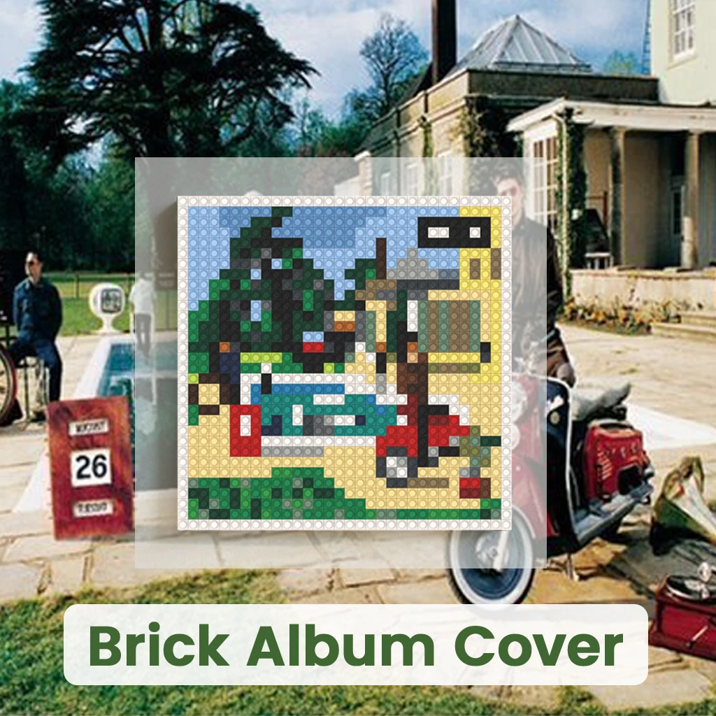 

O-Oasis British Rock Album Cover Pixel Brick Wall Mural Art Ornament Household Entryway Hallway Background Wall Decor