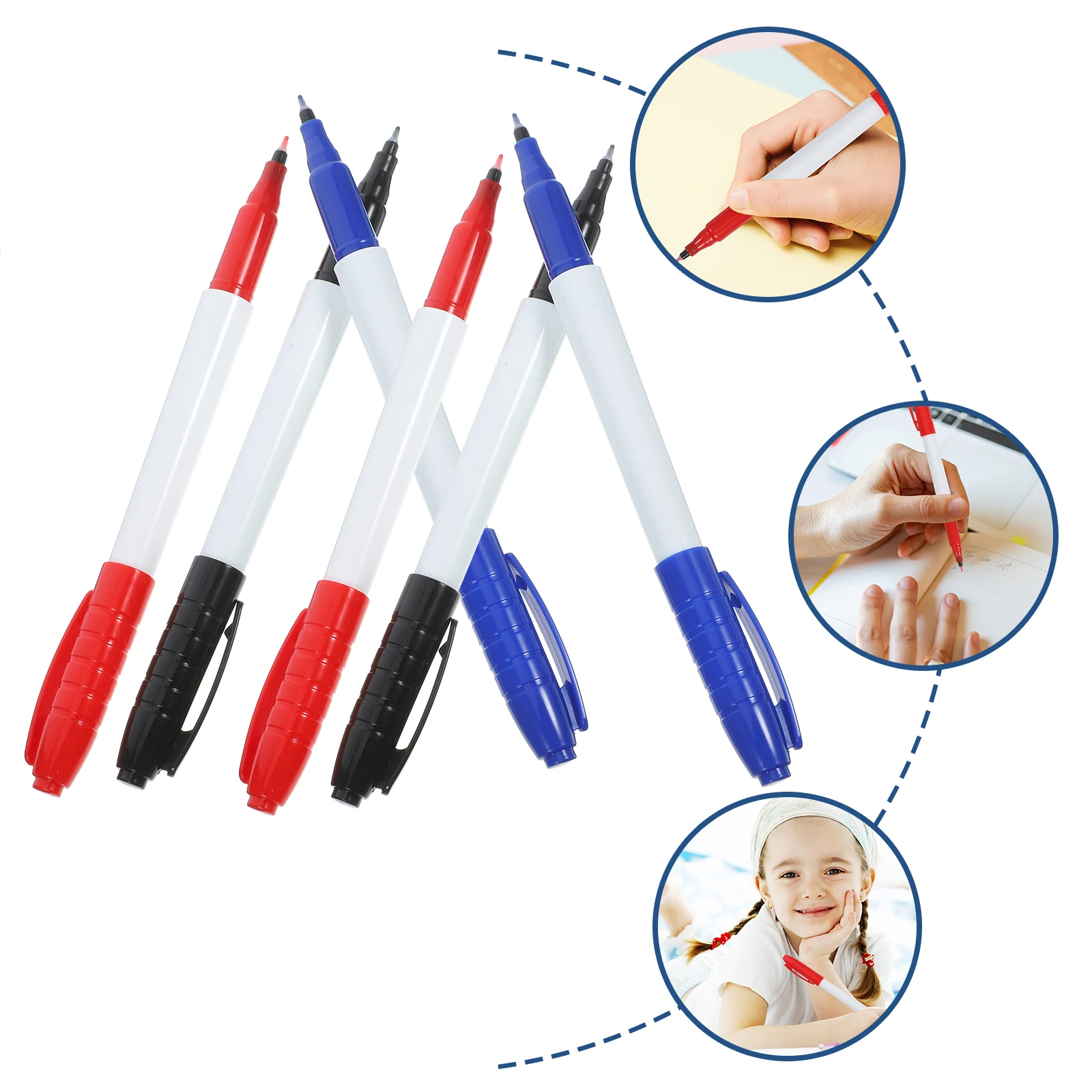 

6pcs Whiteboard Pens 0 5mm Fine Tip Dry Erase Markers Blue Black Red Student Office Reusable Water Based Writing Painting