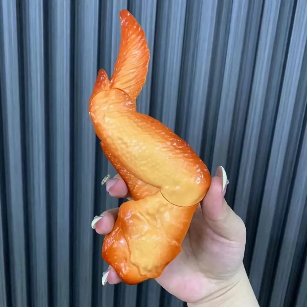 Handheld Fidget Chicken Wing Gag Joke Props Roasted Fresh Retractable Chicken Wing Relaxing Artificial Chicken Wing Model