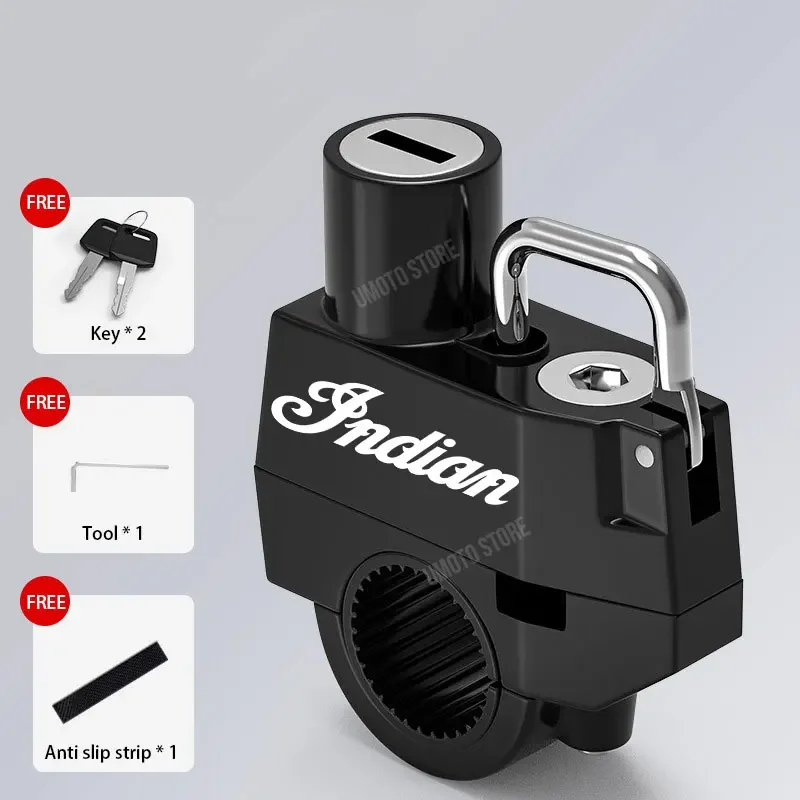 مجموعة قفل مضادة للسرقة للدراجات النارية الهندية: مقود عالمي - قفل معدني مناسب للخوذات والدراجات الإلكترونية #6