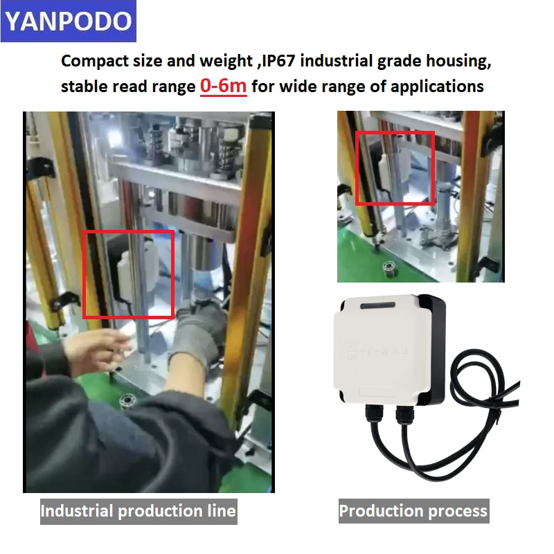 Yanpodo UHF Modbus RFID Integrated Reader 6m Modbus/PROFINET Protocol PLC Connect 860-96MHz for Mould and tool management