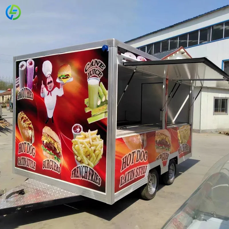 Customized Fast Concession Food Trailer Hot Dog Pizza Burger Mobile Food Truck Outdoor Street Kitchen Restaurant Trailer
