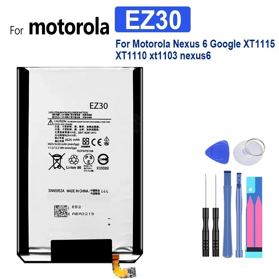 EZ30 Battery 3220mAh For Motorola Nexus 6 For Google XT1115 XT1110 Xt1103 For Nexus6 Mobile Phone Bateria