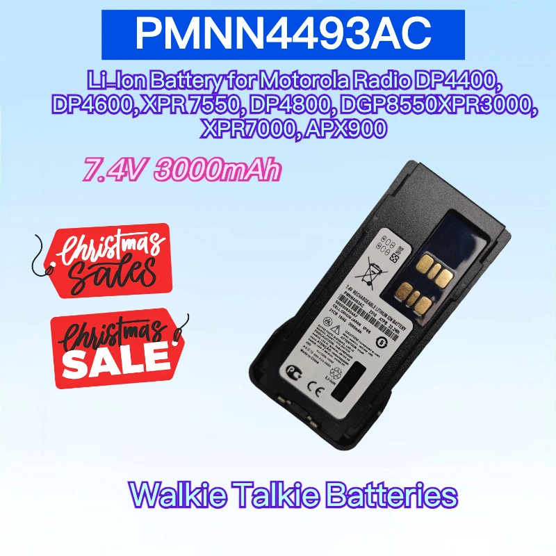 

New 7.4V 3000mAh PMNN4493AC Li-Ion Battery for Motorola Radio DP4400, DP4600, XPR 7550, DP4800, DGP8550XPR3000, XPR7000, APX900