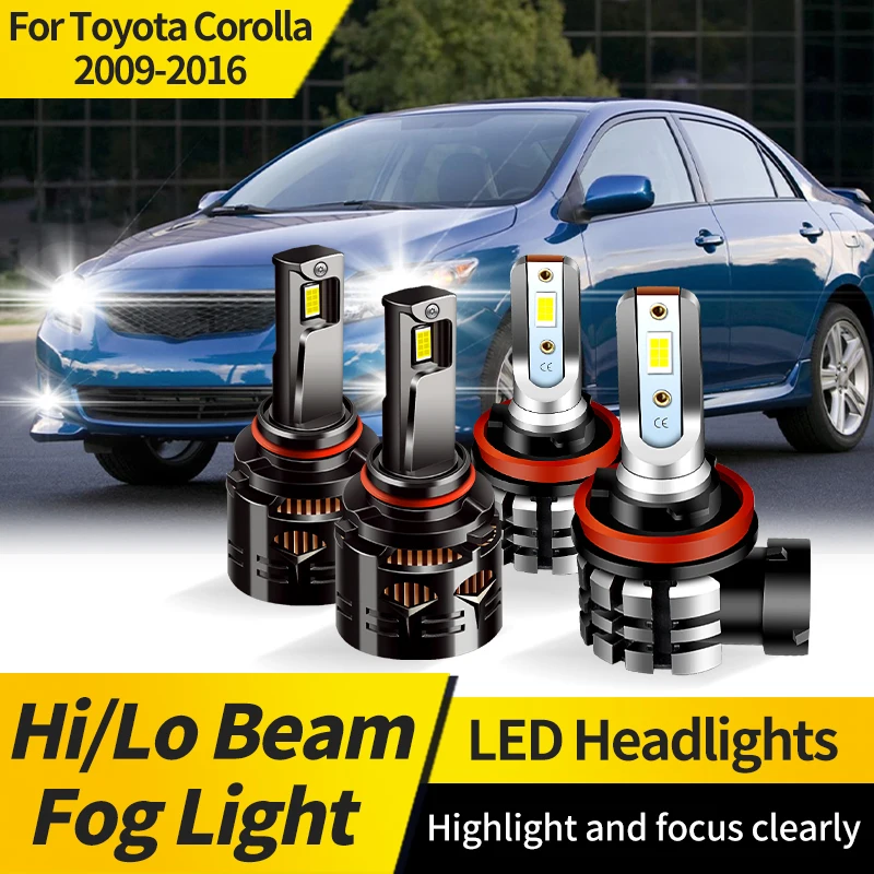 

2PCS Canbus 9005 HB3 LED 12V Headlight H11 Super Bright 6000K White Hi/Lo Beam Fog Lamp 9006 HB4 For Toyota Corolla 2009-2016