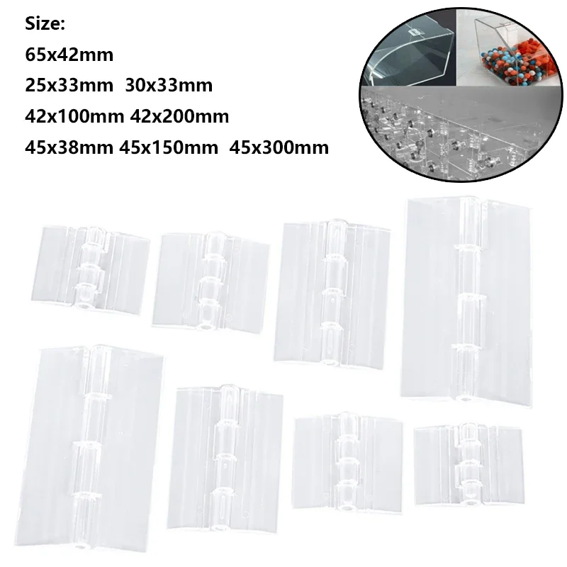 5pcs Clear Transparents Acrylic Plastic Hinge Box Piano Perspex hinge 25x33/30x33/45x38/65x42/42x100/42x200/45x150/45x300mm