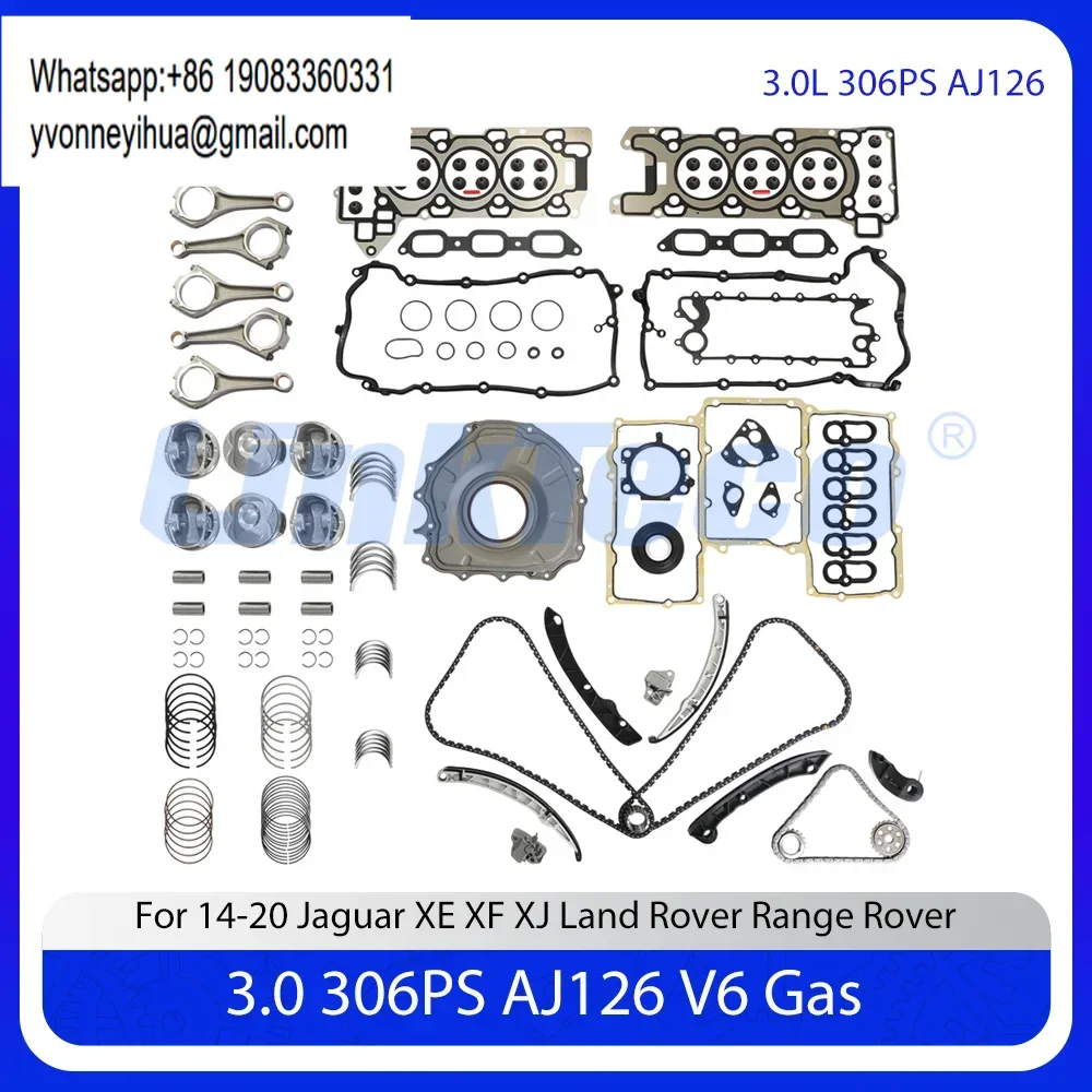 

Комплект для капитального ремонта: полный набор прокладок и поршней для двигателей 3.0T/3.0L 306PS AJ126, подходит для Jaguar XE, XF, XJ, F-Pace, Land Rover Range Rover, LR4 3.0T (2014-2020)