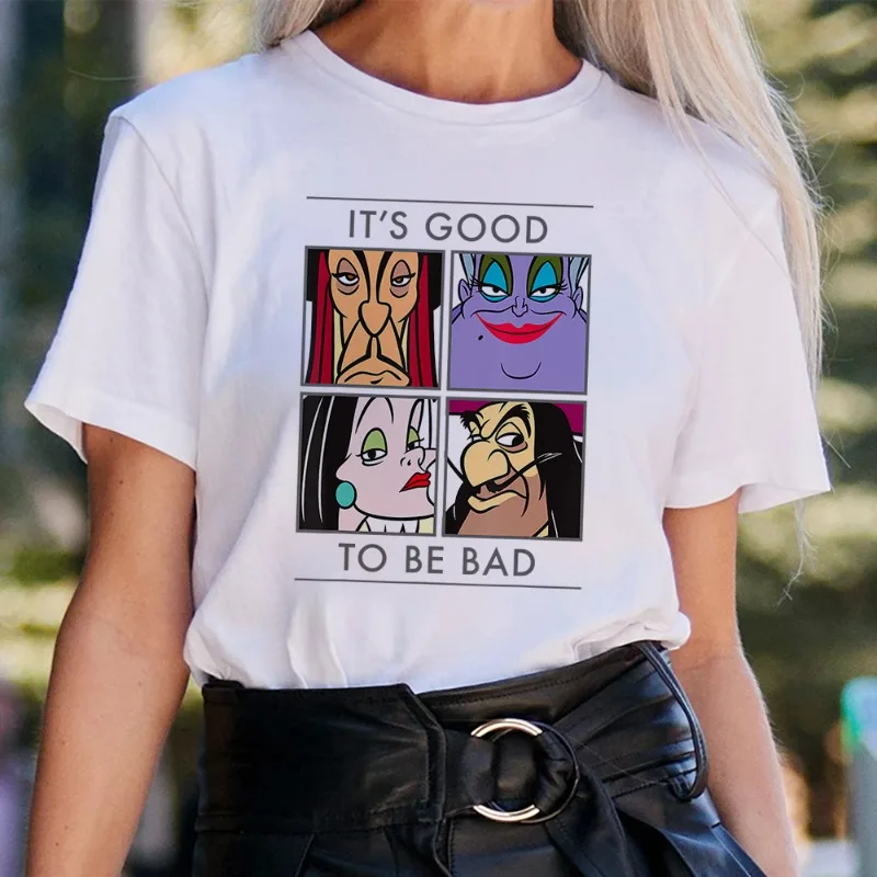 Moda Disney Crudelia De Vil Drive Me Crazy T-shirt stampate grafiche Harajuku Donna Casual Manica corta Streetwear Top Tees