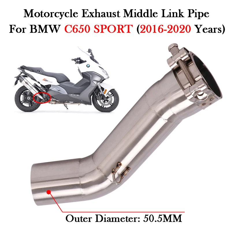 Slip On For BMW C650 Sport 2016 2017 2018 2019 2020 Motorcycle Exhaust Muffler Escape Moto Modify 51mm Scooter Middle Link Pipe