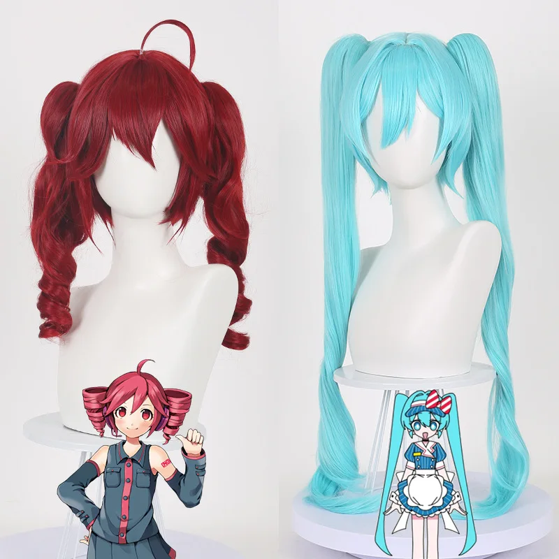 Kasane Teto Cosplay Teto Red Wig Anime Idol Hair Halloween Party Prop