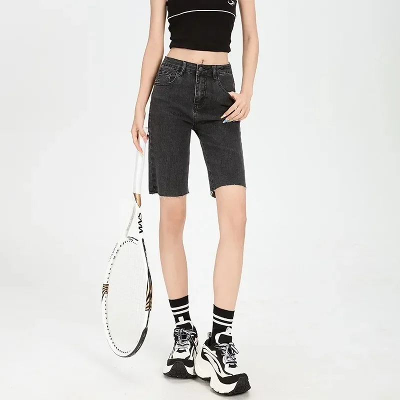 

Summer Thin Washed Straight-leg Mid-length Jeans, High-waisted Denim Shorts That Are Casual, Fashionable and Versatile for Women