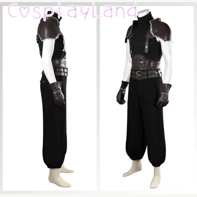 Carnival Halloween FF Rebirth Zack Fair Cosplay Costume Black Outfit With Accessories Shoes Zack Comic Con Roleplay Men Suit