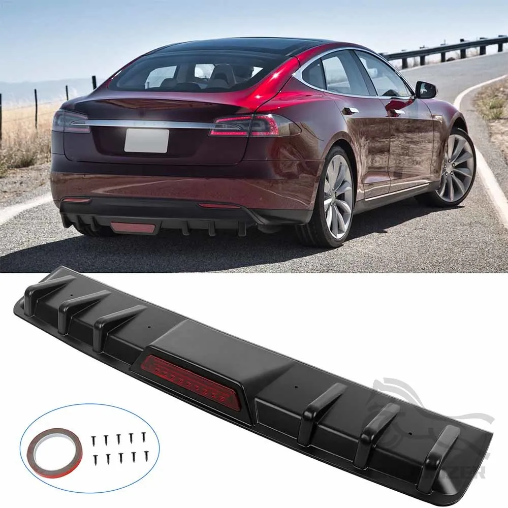 

Chassis Fin Style Car Rear Bumper Lip ABS Rear Shark Curved Bumper Lip For Tesla Model 3 2012-2015 Universal