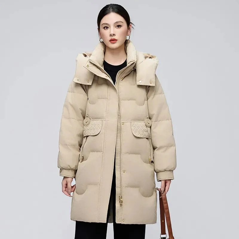 Cotton-Padded Jacket Female Long 2025New Korean Winter Down Coat Women Parkas Thick Outwear Commuter Cotton Coats Joker Overwear