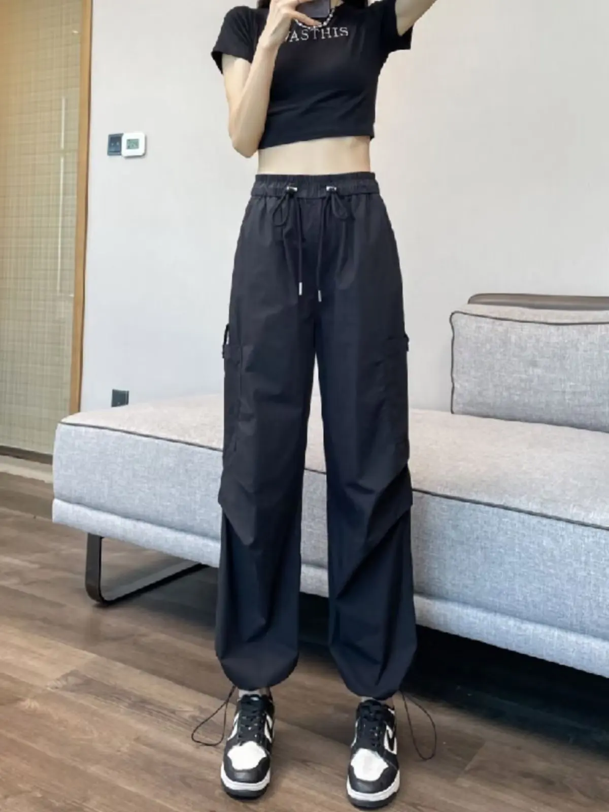 

Широкие брюки с кисточками и эластичной резинкой на талии, прямые женские зимние плюшевые шифоновые уютные современные профессиональные теплые подкладки на поясе, простой