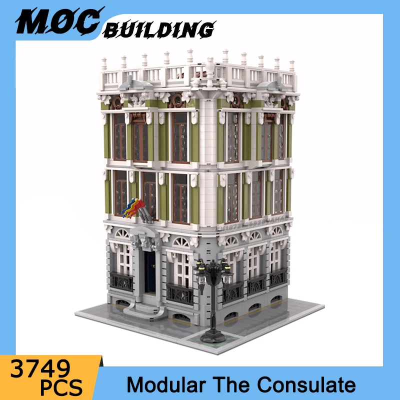 

MOC City Street View Architecture Modular The Consulate Model Building Blocks DIY Assembly Bricks Display Collection Toys Gifts