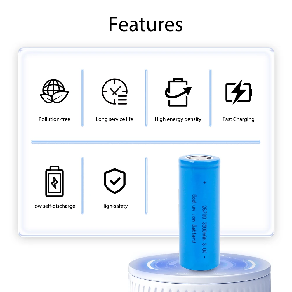 New Rechargeable Sodium-ion Battery 3V 3500mAh 10.5WH 1C-3C High Power Discharge Suitable for Electric Scooters