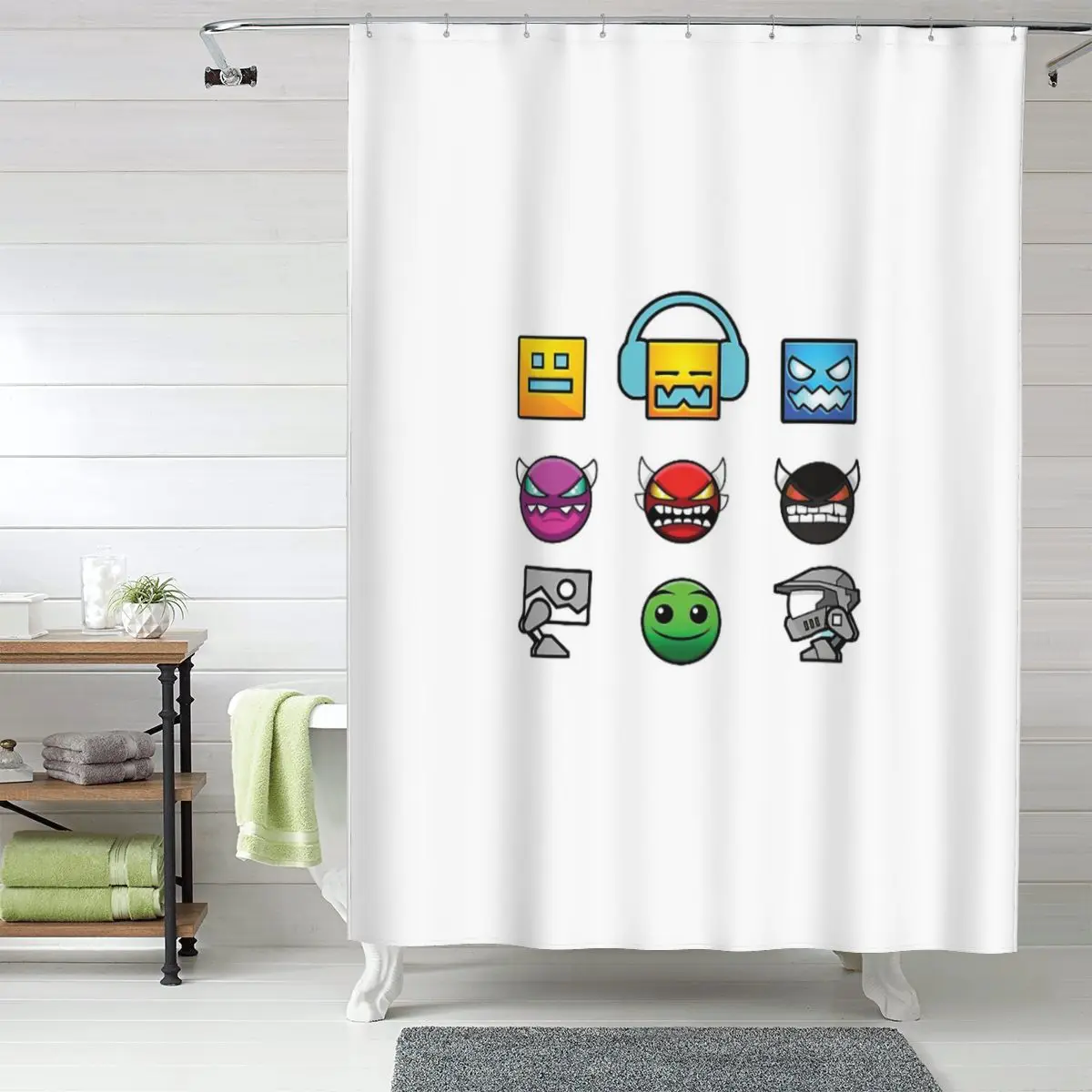 

Занавеска для душа с изображением игры Geometry Dash, полиэстеровая, водонепроницаемая, с крючками